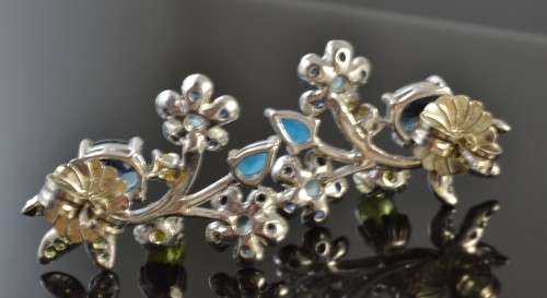 STUNNING REAL LONDON BLUE TOPAZ SAPPHIRE PERIDOT, TSAVORITE GARNET & APATITE 925 SILVER EARRINGS