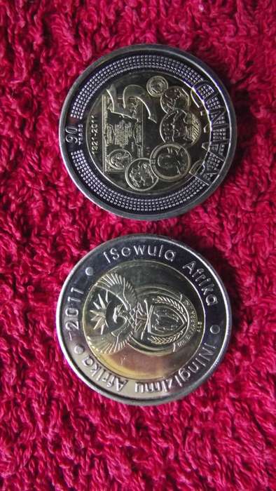 2011 : SARB 90 YEARS : R5 COINS - UNC - 5 AVAILABLE