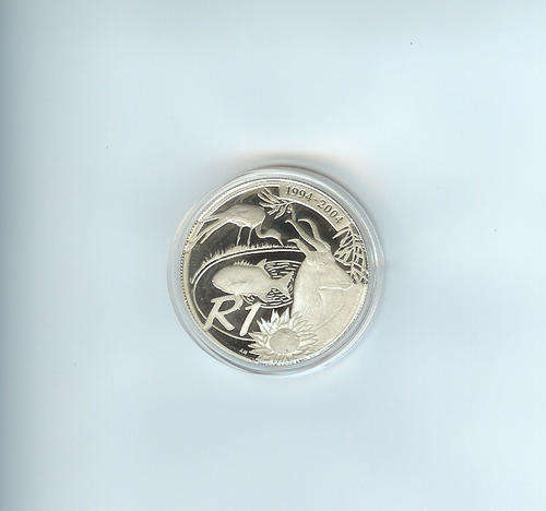 2004 PROOF PROTEA SERIES STERLING SILVER R1 - 10 YEARS OF DEMOCRACY #0980