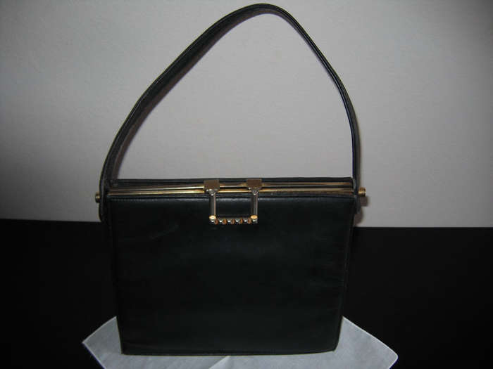 Vintage Leather Handbag - Black