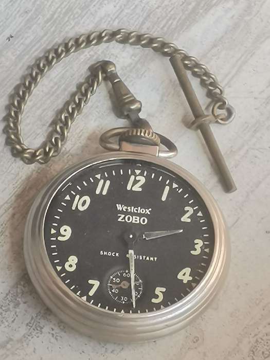 VINTAGE WESTCLOX ZOBO POCKET WATCH WITH SUB-SECONDS MADE IN CANADA IN EXCELLENT WORKING CONDITION