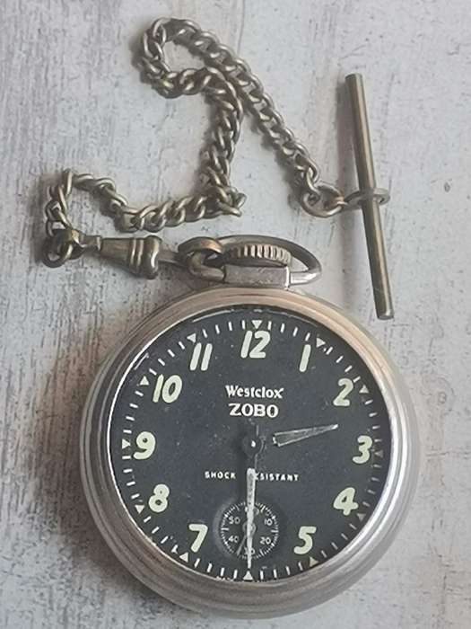 VINTAGE WESTCLOX ZOBO POCKET WATCH WITH SUB-SECONDS MADE IN CANADA IN EXCELLENT WORKING CONDITION