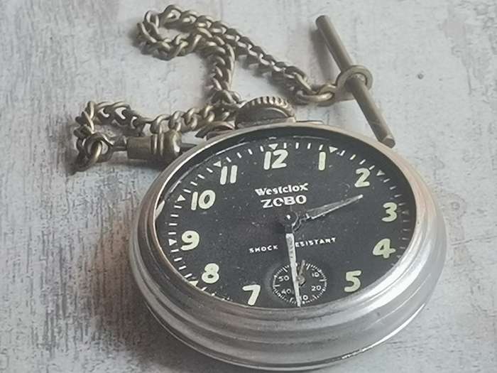 VINTAGE WESTCLOX ZOBO POCKET WATCH WITH SUB-SECONDS MADE IN CANADA IN EXCELLENT WORKING CONDITION