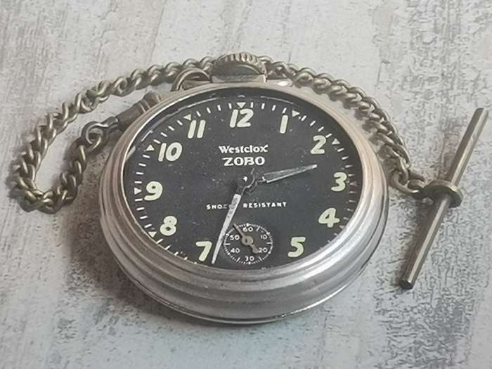 VINTAGE WESTCLOX ZOBO POCKET WATCH WITH SUB-SECONDS MADE IN CANADA IN EXCELLENT WORKING CONDITION