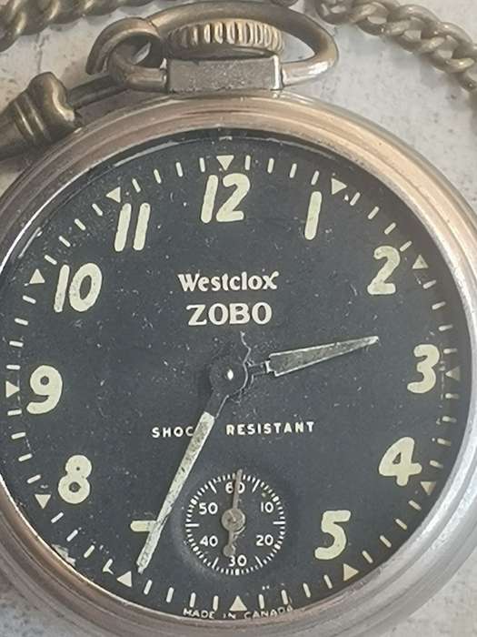 VINTAGE WESTCLOX ZOBO POCKET WATCH WITH SUB-SECONDS MADE IN CANADA IN EXCELLENT WORKING CONDITION