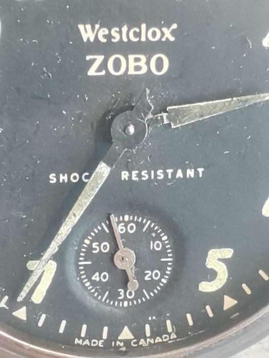 VINTAGE WESTCLOX ZOBO POCKET WATCH WITH SUB-SECONDS MADE IN CANADA IN EXCELLENT WORKING CONDITION
