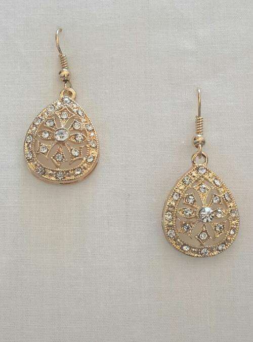 Set of Crystal Earrings - Pear Shape Gold Drops