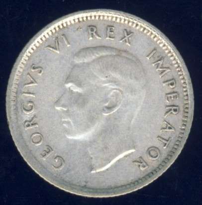 1941 Sixpence coin, 6d, South Africa, Silver, George VI , No reserve
