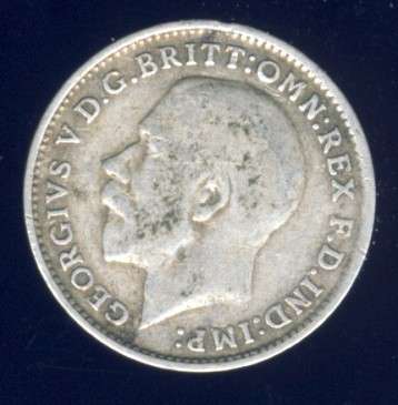 Britain 1918 Tickey Coin, 3d , Great Britain , George V, Silver