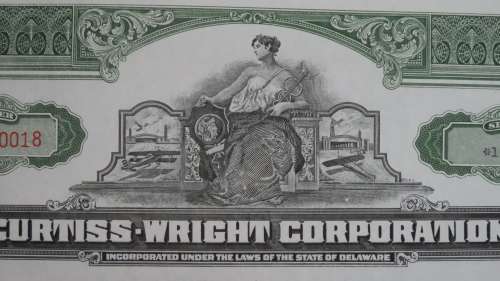 Curtiss Wright Corporation, Stock Certificate, 1951, 10 Shares