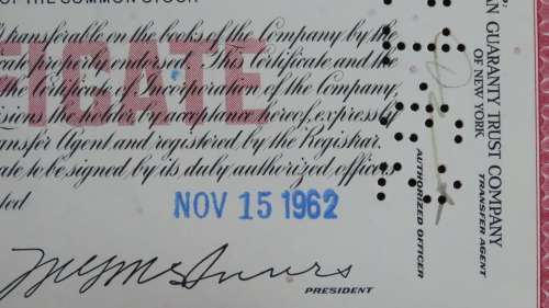 Erie Lackawanna Railroad Company, Stock Certificate, 1962,100 Shares