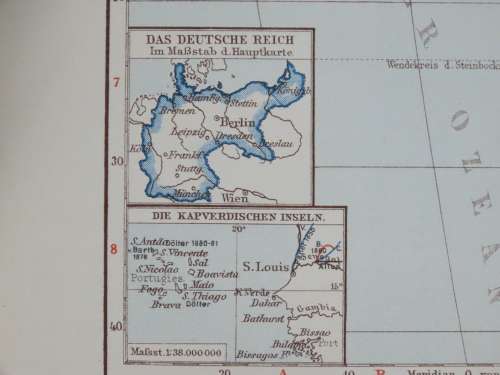 1905 Map of Africa, Excellent condition, Original German Mayer Map Showing Expeditions
