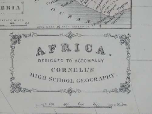 1855 Map of Africa, Excellent Condition, Original Cornell Antique Map