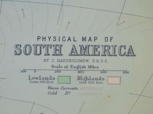 1892 Map of South America, Good condition, Original Chambers Map