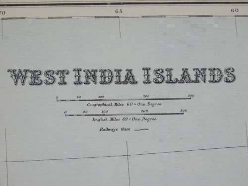 1892 Map of West India Islands, Excellent condition, Original Chambers Map