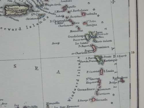 1892 Map of West India Islands, Excellent condition, Original Chambers Map