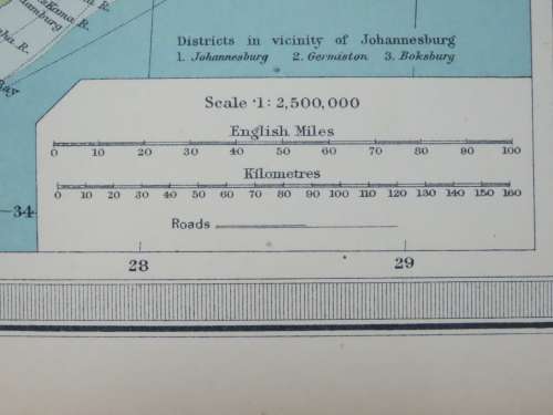 1922 Map of South Africa - Eastern Half - Excellent Condition, Original Bartholomew Map Transvaal