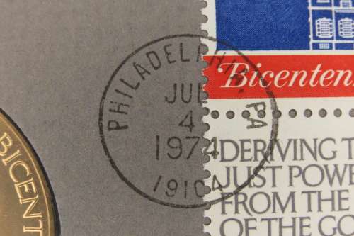 American Revolution Bicentennial First Day Cover 1974 with John Adams Medal