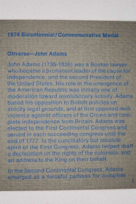 American Revolution Bicentennial First Day Cover 1974 with John Adams Medal