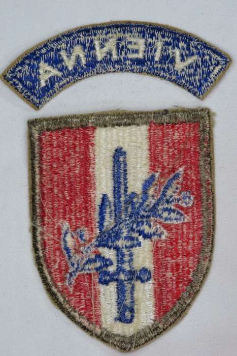 Vintage United States Army Occupation of Austria Insignia Patch With Vienna Tab, WWII Era