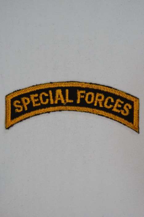 United States Army Special Forces Tab Insignia Patch Gold on Black