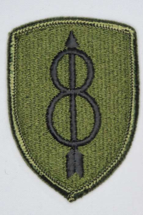 United States Army 8th Infantry Division Insignia Patch, OD Subdued