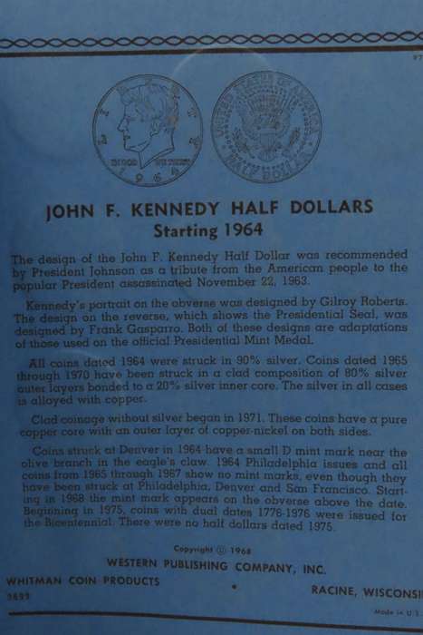 Collector`s Folder for Kennedy Half Dollars Starting 1964 - 1985