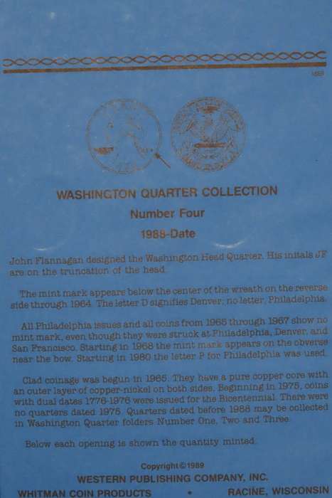 Collector`s Folder for Washington Quarter Dollars Starting 1988