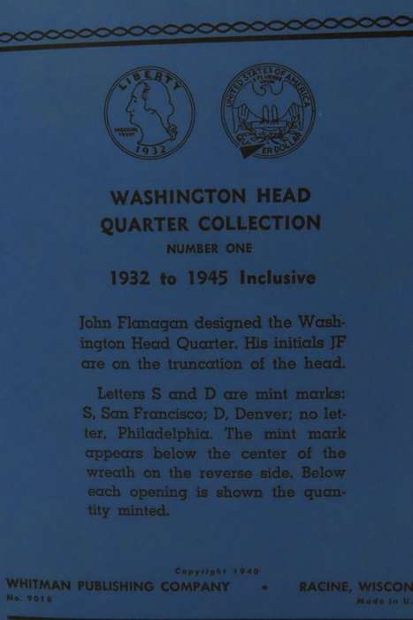 Collector`s Folder for Washington Quarter Dollars 1932 - 1945