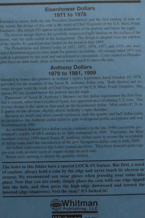 Collector`s Folder for Eisenhower and Anthony Dollars Collection 1971 to 1981 + 99