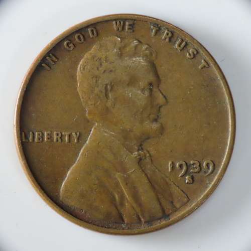 USA , 1939 S Lincoln Cent, Wheat Penny , San Francisco Mint