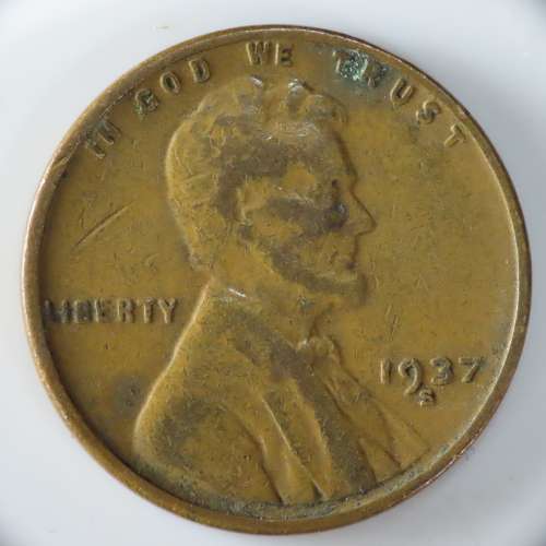 USA , 1937 S Lincoln Cent, Wheat Penny , San Francisco Mint