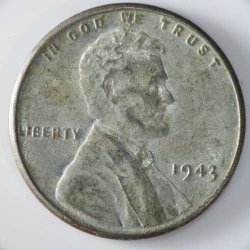 USA , 1943 Steel Lincoln Cent, Wheat Penny , Philadelphia Mint , WWII