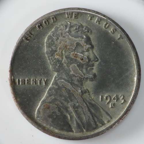 USA , 1943 S Steel Lincoln Cent, Wheat Penny , San Francisco Mint , WWII