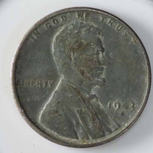 USA , 1943 S Steel Lincoln Cent, Wheat Penny , San Francisco Mint , WWII