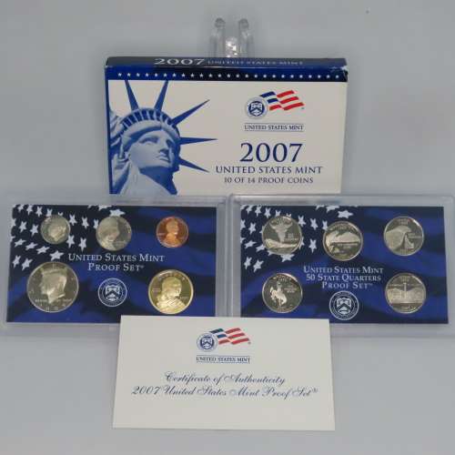 USA , 2007 Proof set, Including Statehood Quarters, 10 coin Set