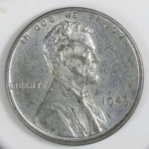 USA , 1943 Lincoln Cent, Steel Wheat Penny , Philadelphia Mint, WWII