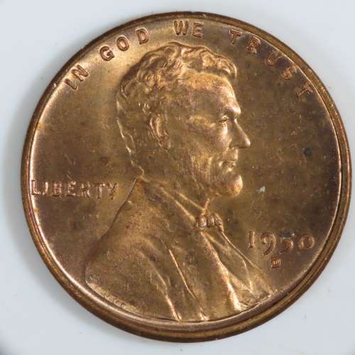 USA , 1950 D Lincoln Cent, BU Wheat Penny , Denver Mint, Uncirculated Gem Red
