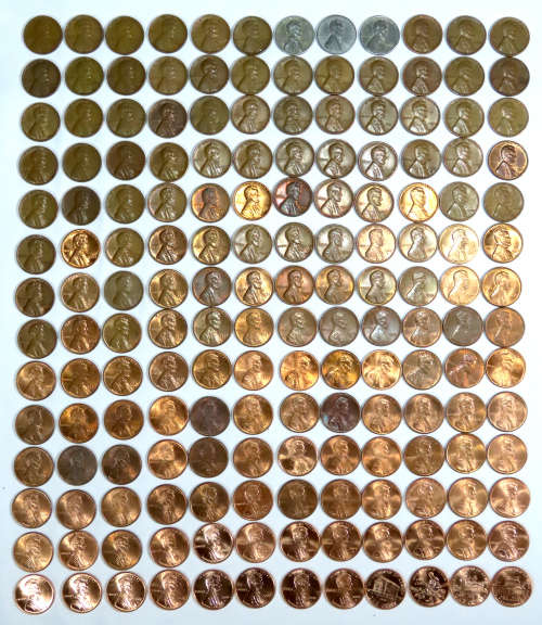 Complete Lincoln Cent PDS Set 1941 to 2009, 168 Coins including 1982 + 2009 Varieties