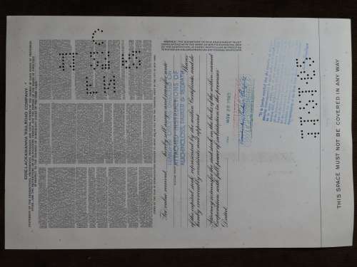 Erie Lackawanna Railroad Company, Stock Certificate, 1962 , 100 Shares