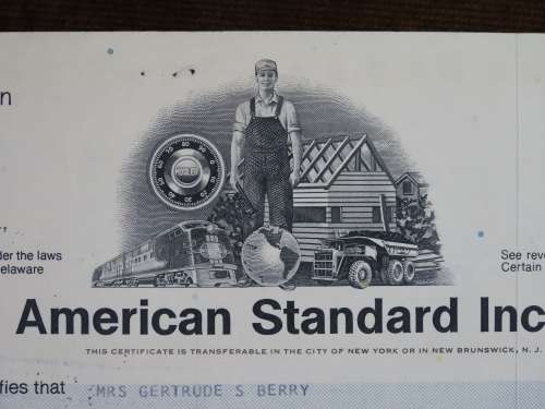 American Standard Inc, Stock Certificate, 1975 , 1 Share