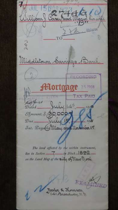 1908 Mortgage Indenture with Seal, Hand Written, New York City