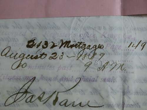 1889 Mortgage Indenture with Seal, Hand Written, New York City
