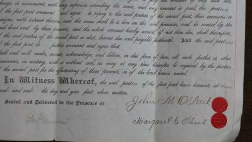 1889 Mortgage Indenture with Seal, Hand Written, New York City