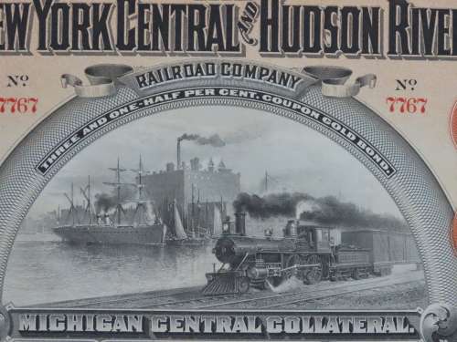 1898 New York Central and Hudson River Railroad, $1000 Gold Bond Certificate 7767