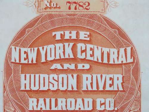 1898 New York Central and Hudson River Railroad, $1000 Gold Bond Certificate 7782