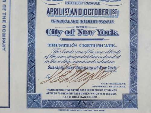 1921 New York Central Railroad Company, $1000 Bond Certificate M14607