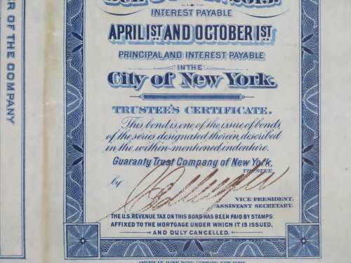 1921 New York Central Railroad Company, $1000 Bond Certificate M15444
