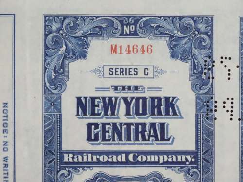 1921 New York Central Railroad Company, $1000 Bond Certificate M14646