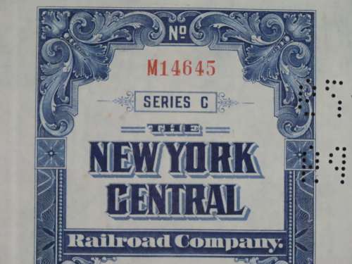 1921 New York Central Railroad Company, $1000 Bond Certificate M14645